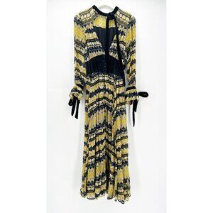FP FREE PEOPLE Royal Renaissance renfaire Medieval BLUE VELVET YELLOW Maxi Dress